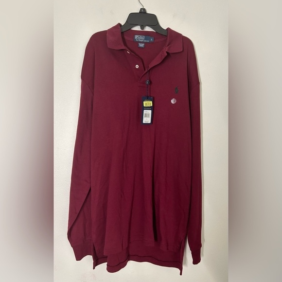 Polo‎  by Ralph Lauren Interlock Polo Shirt Burgundy Size Large Long Sleeve NWT - Picture 1 of 8